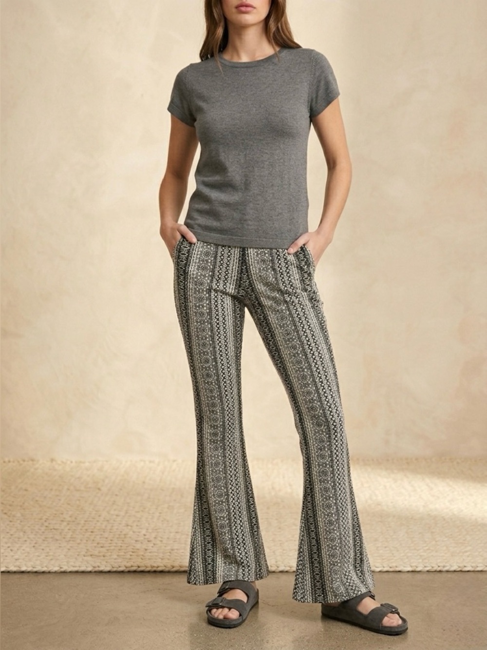 La Gypsy flared women’s pants black and white Forbidden Pants